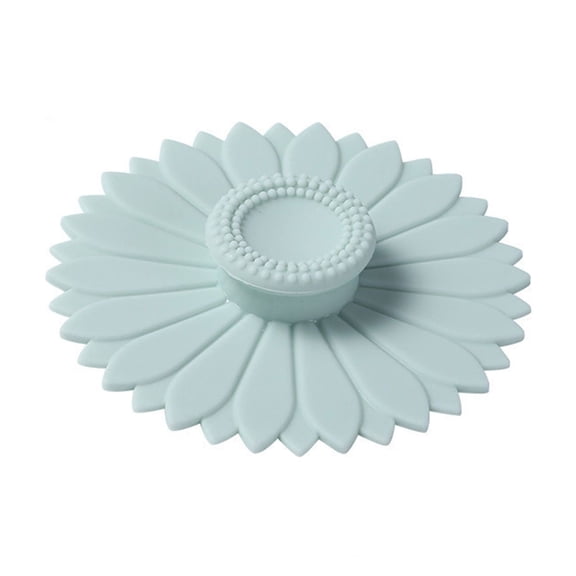 Sunflower Silicone Cup Lid Food Grade Reusable Leak-Proof Topper for Coffee Mug Tea Cup Green