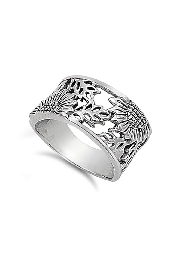 Sunflower Simple Plain Band Ring 925 Sterling Silver Size 5