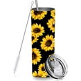 thumbnail image 1 of Sunflower Skinny Tumblers with Lids and Straws, Stainless Steel Vacuum Insulated Double Wall Travel Tumbler Cups 20 OZ for Coffee, Beverages, Tea, 1 of 6