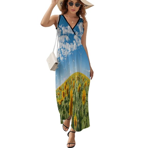 Sunflower Sleeveless Dress Female Clothing Dress Women Summer 2025 Dress