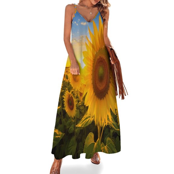 Sunflower Sleeveless Dress Woman Fashion Long Dresses Women's Summer Suit Dress Summer 2025 Women