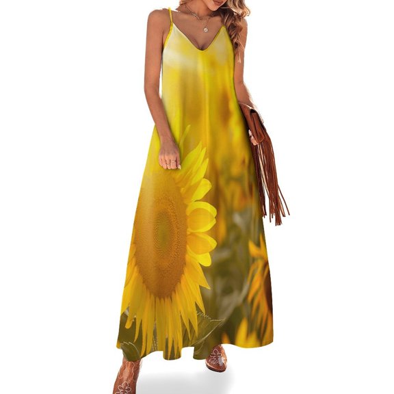 Sunflower Sleeveless Dress Women's Luxury Party Dress Birthday Dresses for Women