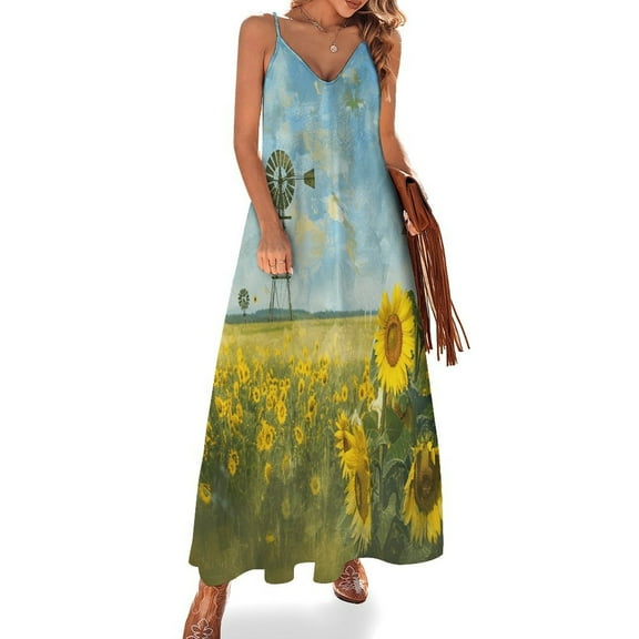 Sunflower Sleeveless Dress Women's Luxury Party Dress Birthday Dresses for Women