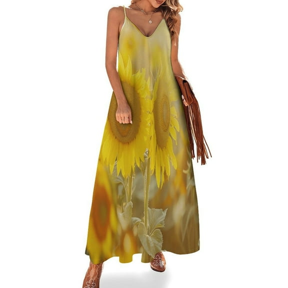Sunflower Sleeveless Dress Women's Luxury Party Dress Birthday Dresses for Women
