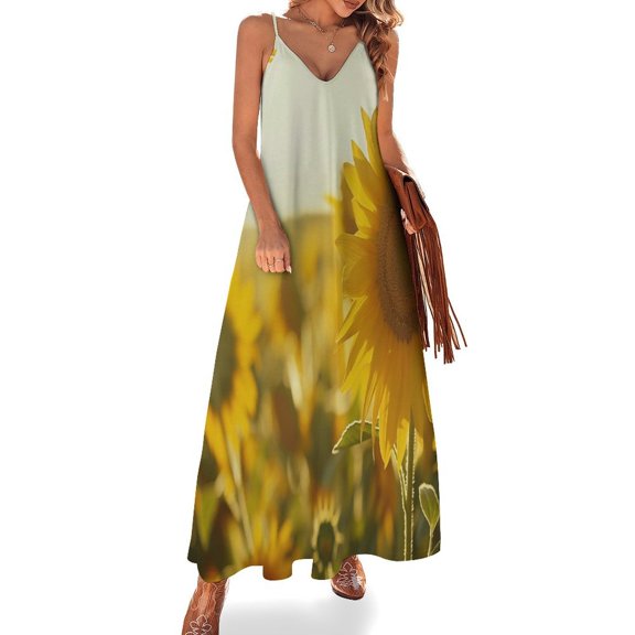 Sunflower Sleeveless Dress for Women Clothing Female Women's Summer Skirt