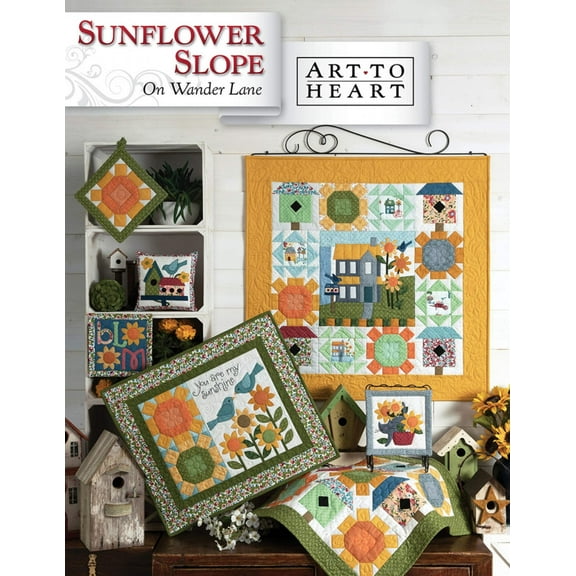 Sunflower Slope On Wander Lane Quilt Pattern (August - Block 8) by Nancy Halvorsen of Art to Heart