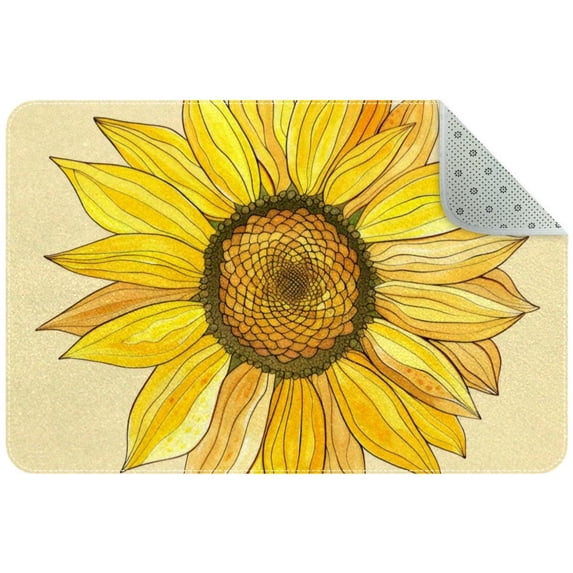 Sunflower Small Area Rug, Non-Slip Door Mat Indoor Floor Mat, Washable Kitchen Rug Entrance Door Mat for Bedroom Living Room