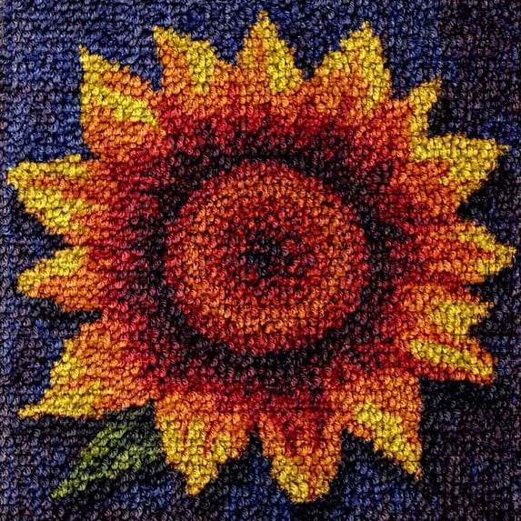 Sunflower Small Size Mini Rug Latch Hook Kits Rug DIY Cushion Tapestry Making Crochet Hook Mat Making Kits Color Preprinted Pattern Canvas DIY Carpet Needlework Home Decor Kits 30x30cm (r99)