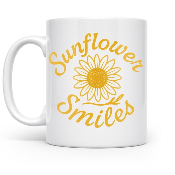 Sunflower Smiles 11 oz Coffee Mug - For Nature Lovers White Ceramic Gift