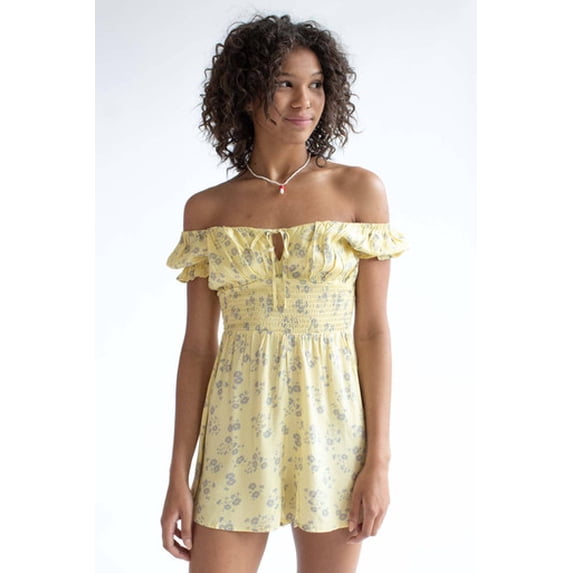 Ragstock Sunflower Smocked Waist Romper