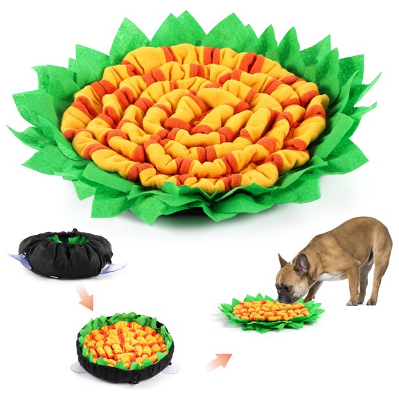 Sunflower Snuffle Mat for Dogs, Interactive Feed Game for Boredom, Washable Nosework Treat Dispenser with Non-Slip Bottom