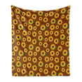 thumbnail image 1 of Sunflower Soft Flannel Fleece Blanket, Cartoon Blossoms Lively Petals and Green Leaves Nature Gardening Plants, Cozy Plush for Indoor and Outdoor Use, 50" x 60", Brown Yellow Green, by Ambesonne, 1 of 6