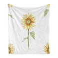 thumbnail image 1 of Sunflower Soft Flannel Fleece Throw Blanket, Sunflowers Watercolor Painting Effect and in Minimalistic Design Artwork, Cozy Plush for Indoor and Outdoor Use, 60" x 80", Yellow Green, by Ambesonne, 1 of 5