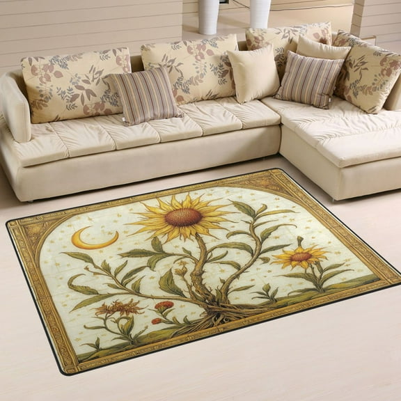 Sunflower Soft Polyester Area Rug 31''x20'', Non Slip, Memory Foam, Water Absorbent