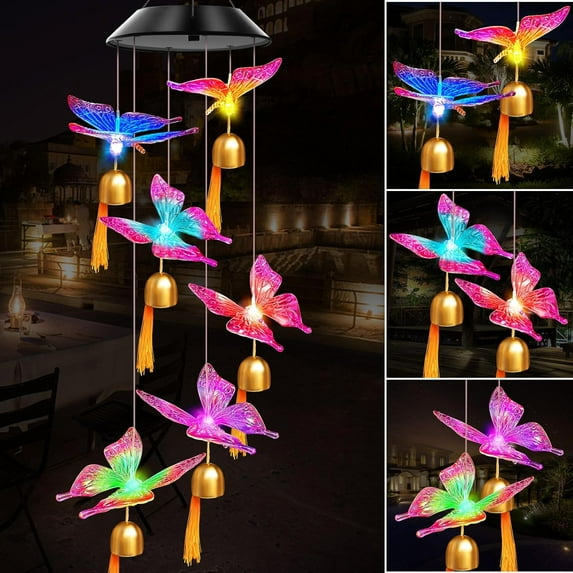 Sunflower Solar Wind Chimes Color Changing Lights Outdoor, Best Gifts for Mom Grandma Women Wife Aunt Sister, Unique Mobile Wind Chime, Mothers Day Yard Decor