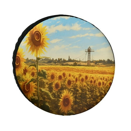 Sunflower Spare Tire Cover, Universal Wheel Tire Cover Dust-Proof Tire Protectors for Trailer Rv Van SUV Truck Camper And Many Vehicle