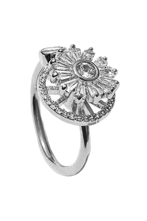 Sunflower Spinner Rings Adjustable Open Stress Relief Stackable for Couple Women Men Jewelry Gift