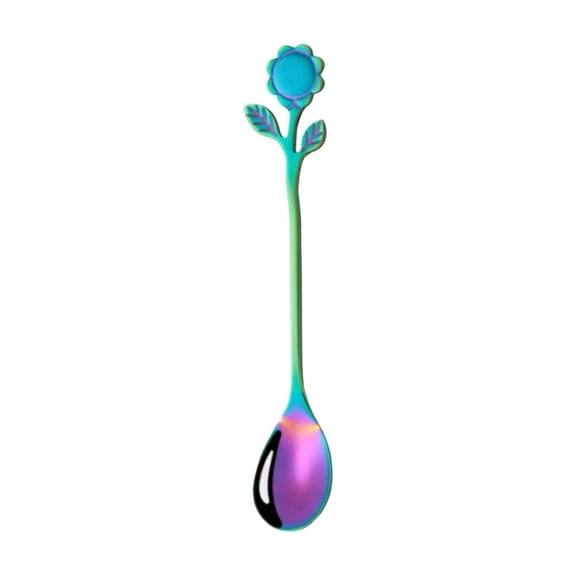 Rainbow Sunflower Stainless Steel Coffee Spoon Floral Stirring Spoon for Tea Dessert Mixing Decorative Kitchen Utensil and Gift
