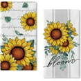 thumbnail image 1 of Sunflower Spring Summer Kitchen Dish Towels Set of 2, Bloom Floral Fall Autumn Hand Towels Drying Baking Cooking Cloth, Eucalyptus Leaves Seasonal Home Kitchen Decor 18x26 Inch, 1 of 6