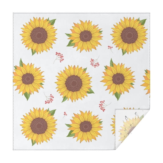 Sunflower Square Tablecloth 42x42in(107x107cm) – Waterproof Polyester Printed Table Cover, Wrinkle Resistant & Washable for Kitchen Dining Picnic Party Decor