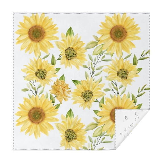 Sunflower Square Tablecloth 42x42in(107x107cm) – Waterproof Polyester Printed Table Cover, Wrinkle Resistant & Washable for Kitchen Dining Picnic Party Decor