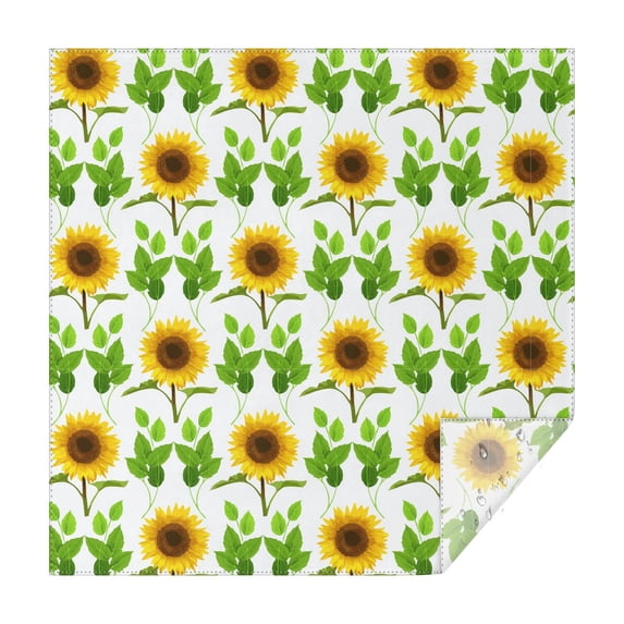 Sunflower Square Tablecloth 42x42in(107x107cm) – Waterproof Polyester Printed Table Cover, Wrinkle Resistant & Washable for Kitchen Dining Picnic Party Decor