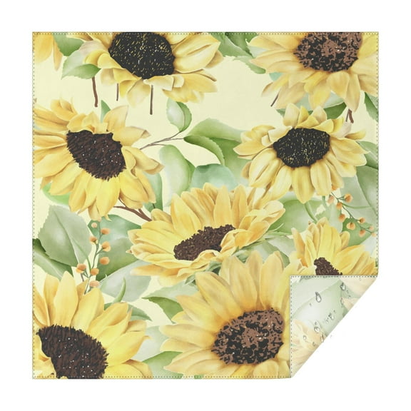 Sunflower Square Tablecloth 42x42in-Waterproof Polyester Printed Table Cover, Wrinkle Resistant & Washable for Kitchen Dining Picnic Party Decor, Buffet Table, Holiday Party, Dinner, Wedding