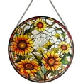 thumbnail image 1 of Sunflower Stained Glass Suncatchers, Round Sunflower Stained Glass Panel Home Decor, Hand-Painted Sunflower Sun Catchers Gifts for Christmas, Birthday, 1 of 6