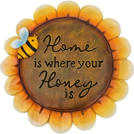 Sunflower Stepping Stone, Circular Concrete Garden Decoration for Outdoor Pathway and Courtyard Use.