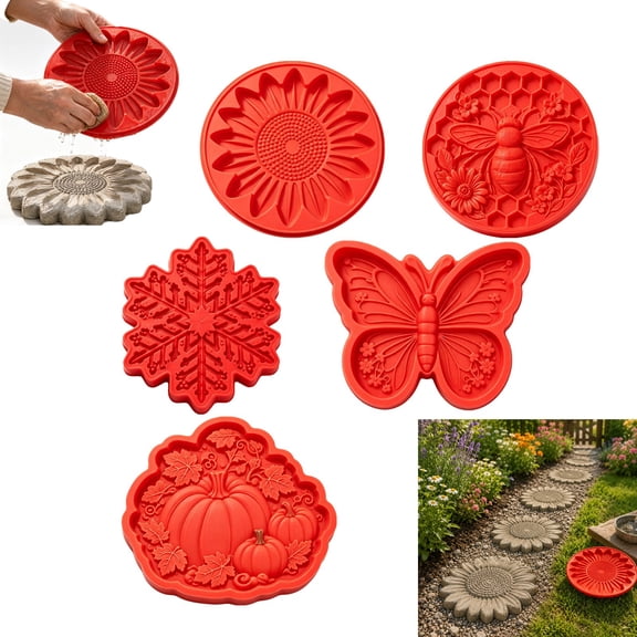 Sunflower Stepping Stone Mold Cement Molds Silicone Concrete Molds Reusable DIY Concrete Mold for Casting Garden Pavement Walkway Precast Forms Walkway, Outdoor Decor(Snowflake)