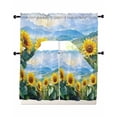 thumbnail image 1 of Sunflower Summer Kitchen Curtains Swag Valance and Tier Curtains Set 36 Inch Length, Spring Field Vintage Botanical Flowers Rod Pocket Drape Panels Pair Swag Curtain for Bathroom/Cafe/Window, 1 of 6