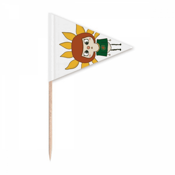 Sunflower Sun Leave Orange Grass UU Toothpick Triangle Cupcake Toppers Flag