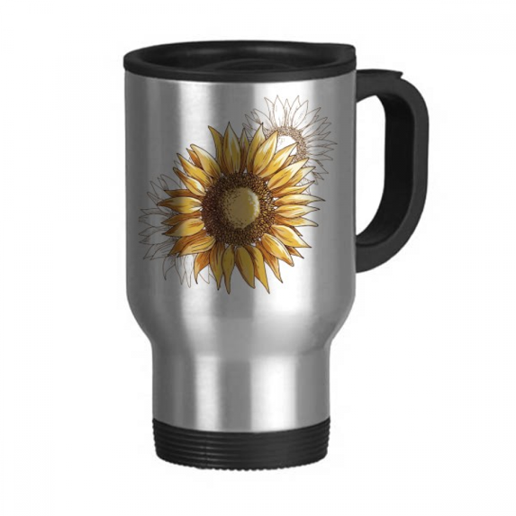Sunflower Sunflower Flower Travel Mug Flip Lid Stainless Steel Cup Car Tumbler Thermos