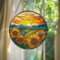 thumbnail image 1 of Sunflower Sunset Glass Suncatcher, Round Window Hanging Decor, 6.3 in, 1 of 3