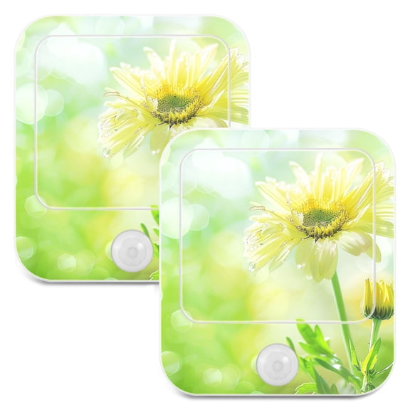 Sunflower in Sunshine 2 Pack LED Motion Sensor Night Light Plug into Wall Auto Dusk to Dawn Adjustable Brightness for Kids Bedroom Hallway Nursery Room