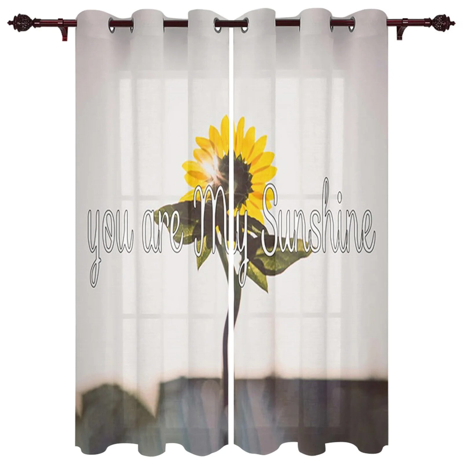 Sunflower Sunshine Valance Window Curtains For Living Room Bedroom ...