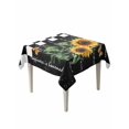 thumbnail image 1 of Sunflower Suqare Tablecloth - 60 x 60 Inch, Summer Botanical Floral Vintage Black Plaid Waterproof & StainResistant Tablecloth, Washable Oil-proof Table Cover for Dining/Party/Wedding/Camping/Buffet, 1 of 9