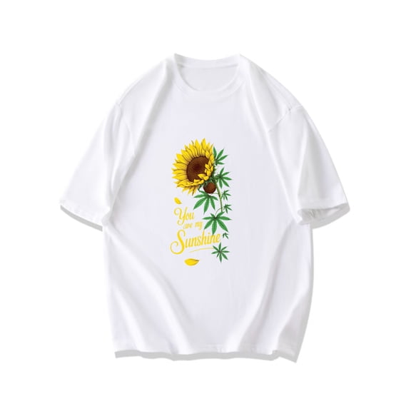 Sunflower T Shirt Black You Are My Sunshine With Sunflower And Leaves Design For Casual Wear And Everyday Style