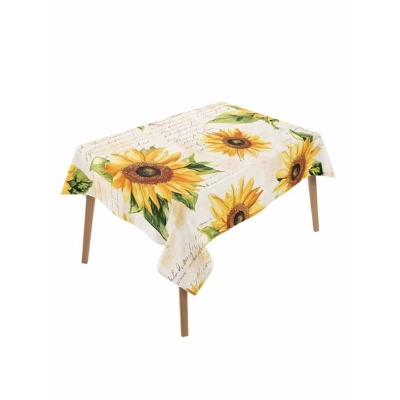Sunflower Table Cloth 60x102 Inch Rectangle, Vintage Flower Leaf Farmhouse Retro Background Waterproof Tablecloth Washable Table Cover for Party Picnic Dinner Decor