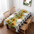 thumbnail image 1 of Sunflower Table Cloth Waterproof Tablecloths, Summer Botanical Bee Rustic Black Plaid Tablecloth Dining Table Cover for Kitchen Party Tabletop Outdoor, Rectangle Tablecloth 52x70 Inch, 1 of 9