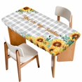 thumbnail image 1 of Sunflower Table Cloths for 3 Foot Rectangle Tables, Summer Botanical Checkered Yellow Floral Patio Waterproof Elastic Fitted Tablecloths, Washable Rectangular Table Cover for Camping, 1 of 8