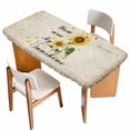 thumbnail image 1 of Sunflower Table Cloths for 3 Foot Rectangle Tables, Vintage Botanical Patio Waterproof Elastic Fitted Tablecloths, Washable Rectangular Table Cover for Camping, 1 of 8