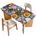 thumbnail image 1 of Sunflower Table Cloths for 5 Foot Rectangle Tables, Colorful Flowers Summer Botanical Patio Waterproof Elastic Fitted Tablecloths, Washable Rectangular Table Cover for Camping, 1 of 8