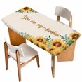 thumbnail image 1 of Sunflower Table Cloths for 6 Foot Rectangle Tables, Summer Botanical Farmhouse Yellow Floral Rustic Patio Waterproof Elastic Fitted Tablecloths, Washable Rectangular Table Cover for Camping, 1 of 8