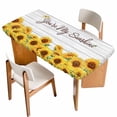 thumbnail image 1 of Sunflower Table Cloths for 6 Foot Rectangle Tables, Yellow Summer Botanical Farmhouse Floral Wooden Patio Waterproof Elastic Fitted Tablecloths, Washable Rectangular Table Cover for Camping, 1 of 8