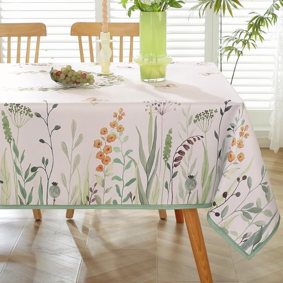 Sunflower Table Cloths 60 x 84 Inch Rectangle Summer Tablecloth, Water Proof Wipe Clean Dust-Proof White Polyester Fabric Table Cover for Fall Kitchen, Party, Picnic, Indoor, Outdoor