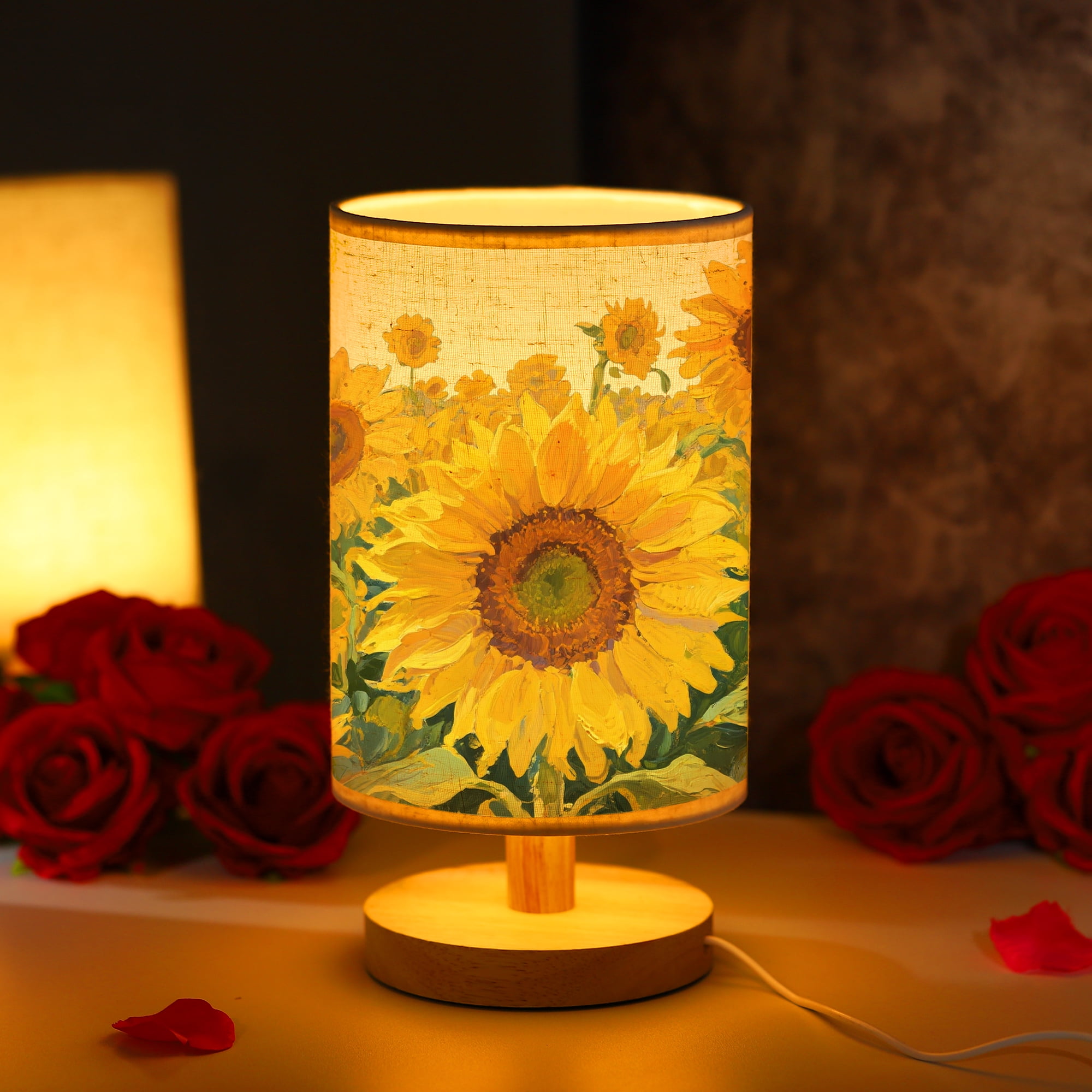 Sunflower Table Lamp - USB Adjustable Brightness Night Light, Ideal Mother’s Day Christmas Birthday Gifts for Women Mom Grandma Teacher, Bedroom Desk Decor