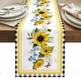 thumbnail image 1 of Sunflower Table Runner - 120 Inch Long, Kitchen Dining Table Runner Dresser Scarves, Yellow Flowers Black White Plaid Farmhouse Botanical Farmhouse Decor for Coffee Tables Wedding Party Banquet, 1 of 8