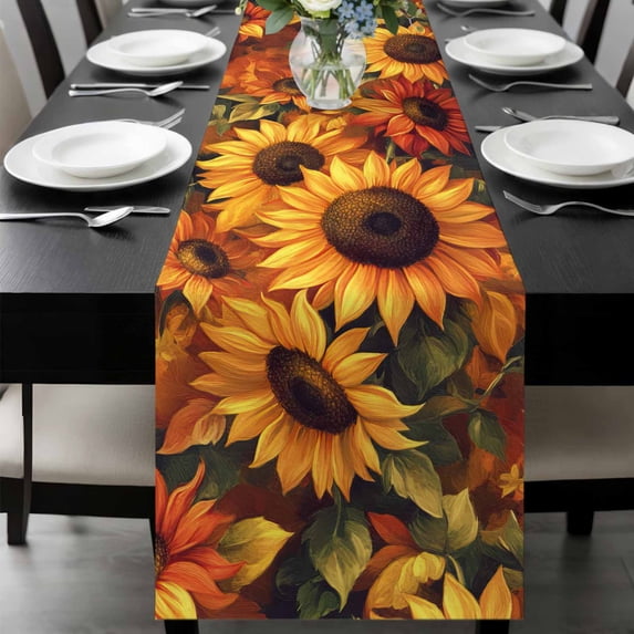 Sunflower Table Runner 36 Inches Long, Spring Summer Floral Watercolor Botanical Kitchen Coffee Dining Table Decoration for Home Party Birthday Wedding Home Decor 13x36 Inches