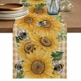 thumbnail image 1 of Sunflower Table Runner 48 Inches, Green Botanical Yellow Floral Rustic Plaid Bed Runner Dresser Scarves Tabletop for Indoor Outdoor Parties/Ceremony/Banquet, 13" x 48", 1 of 9